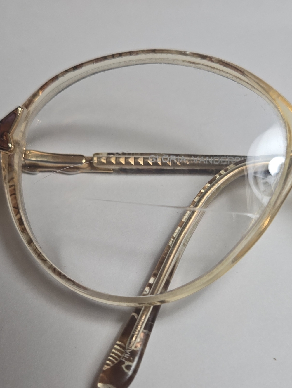 Vtg Gloria Vanderbilt Zyloware Frames In Champagne.  Frames Only. Retro Classic